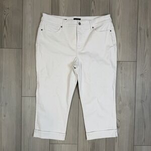 NYDJ NOT YOUR DAUGHTERS JEANS Bright White MARILYN CROP Cuffed Jeans Sz 14